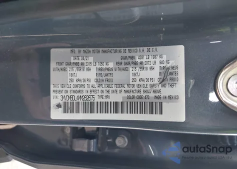 2021 Mazda Cx-30 Premium from USA, damaged, VIN 3MVDMBDL4MM262675